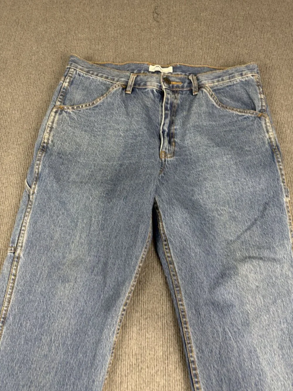 Blue Mountain Mens Medium Wash Carpenter Denim Jeans 36x30